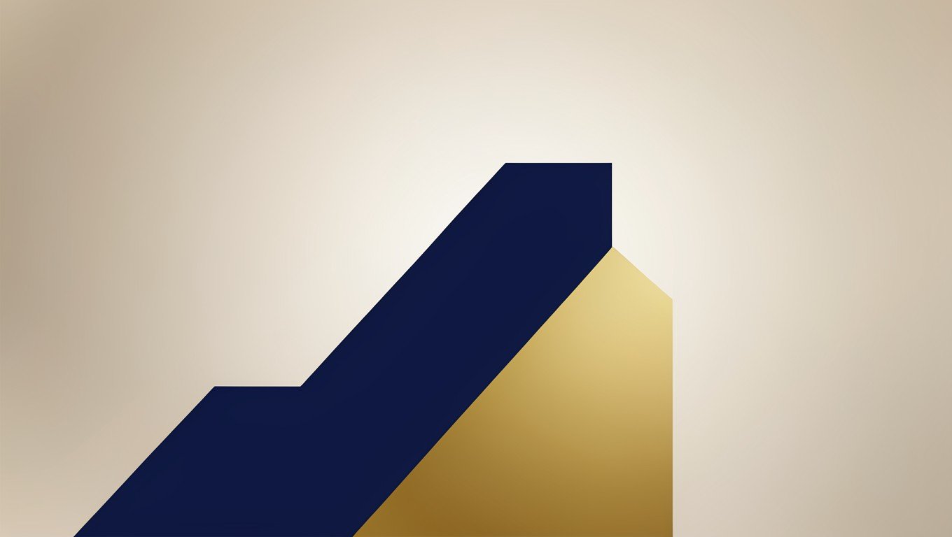 Gráfico de crecimiento en tonos navy y dorado